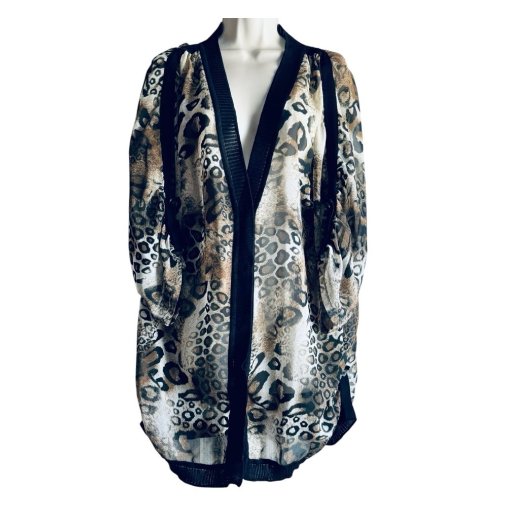 Misook Animal Print Sheer Duster Mini Dress - Picture 8 of 8